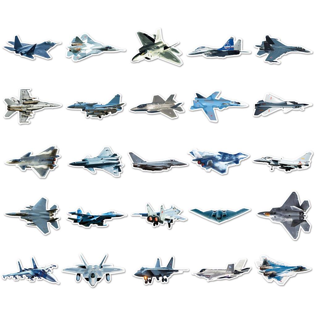 50 Fighter Jet Graffiti Stickers – Cool Military Designs for Suitcases & Phone Cases, Waterproof