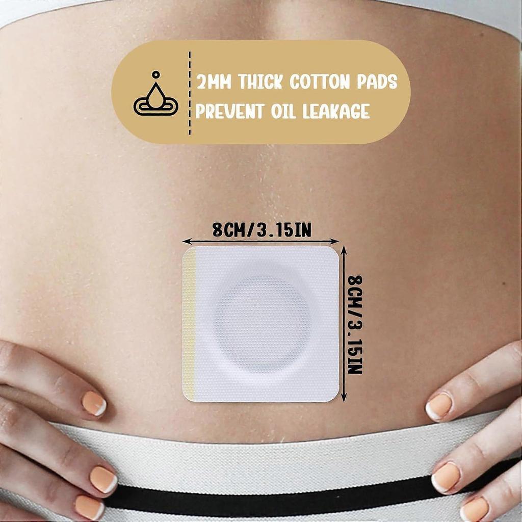 50Pcs Castor Oil Patches in Belly Button, 3.15 x 3.15inch Highly Absorbent Self-Adhesive Castor Wrap Organic Cotton, No Wash, Easy to Use, Anti-Seep