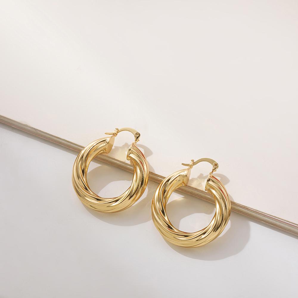 New Trendy Geometric Twisted Thick Hoop Earrings Fashion Gold Big Round Circle Earrings for Women Punk Hiphop Jewelry Gift
