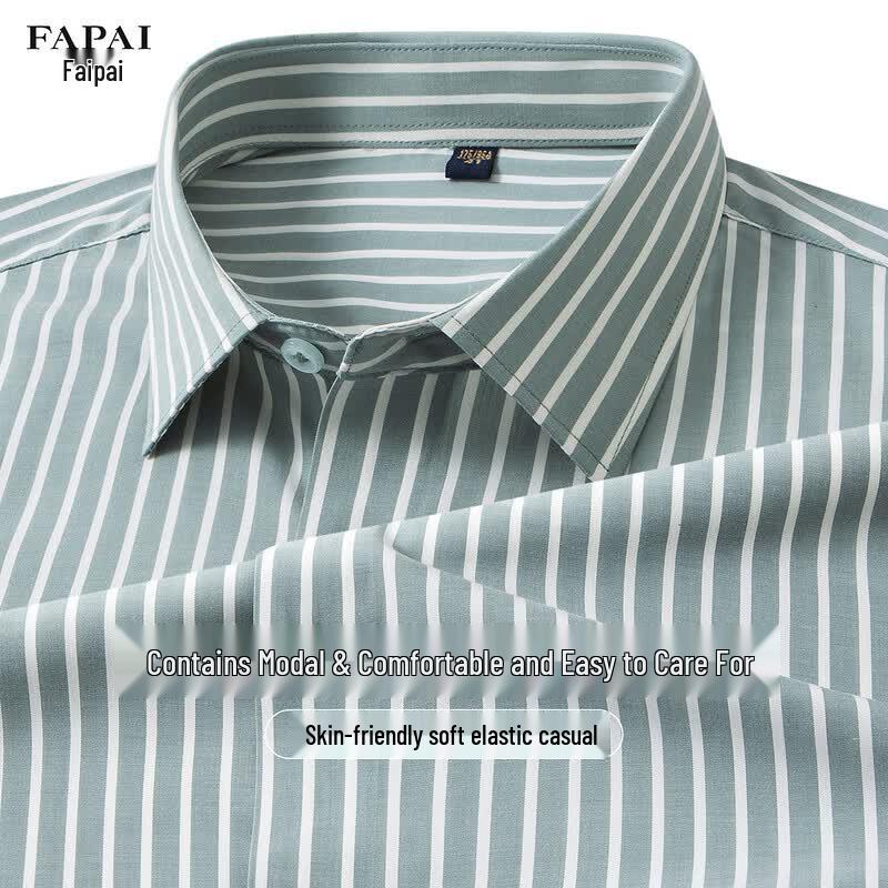 Fapai Men s Modal Blend Vertical Striped Short Sleeve Shirt 41