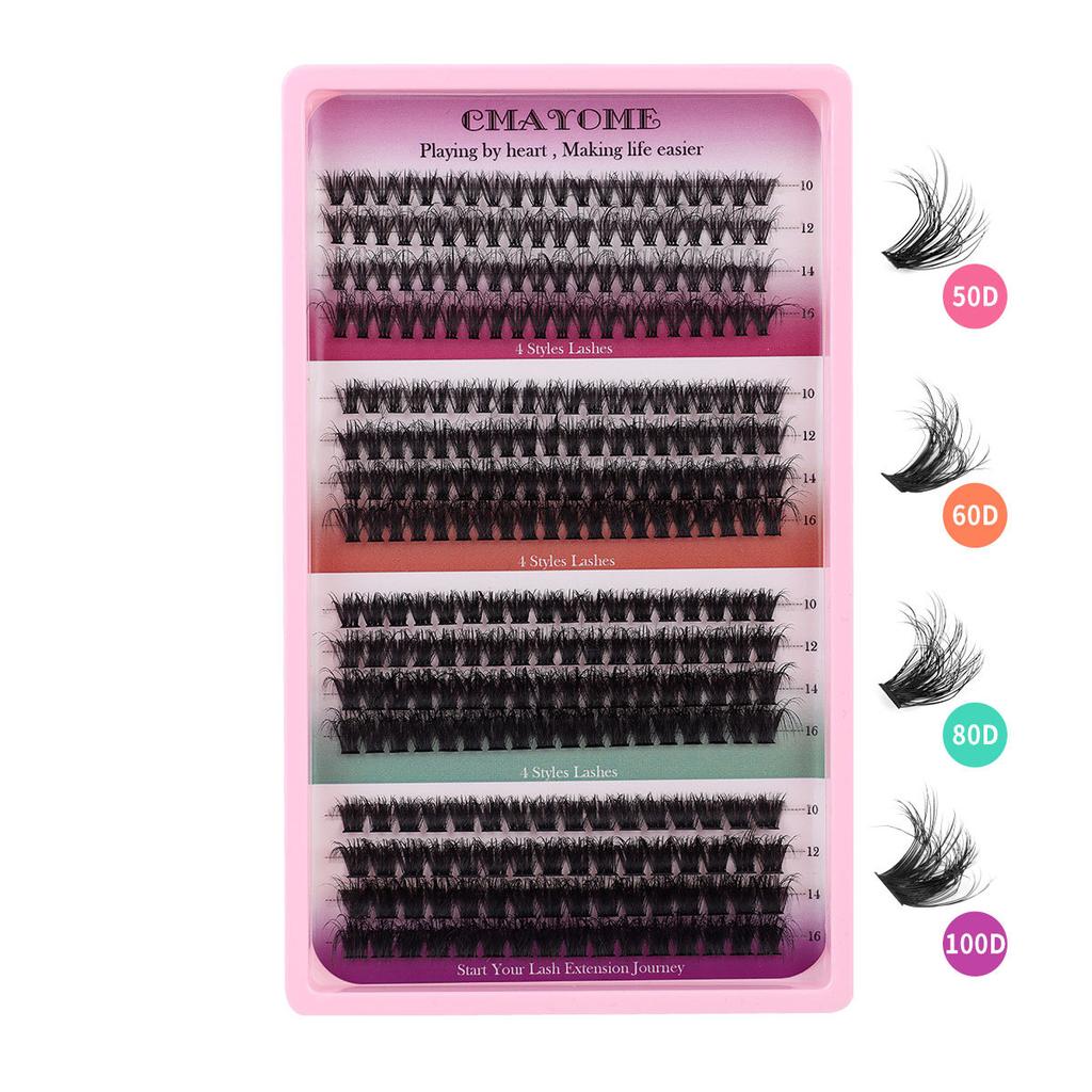 320 Büsche D Song Einzelbüsche Falsche Wimpern Natürlich Dick DIY Segmentiertes Grafting Mehrhaarige Wimpern