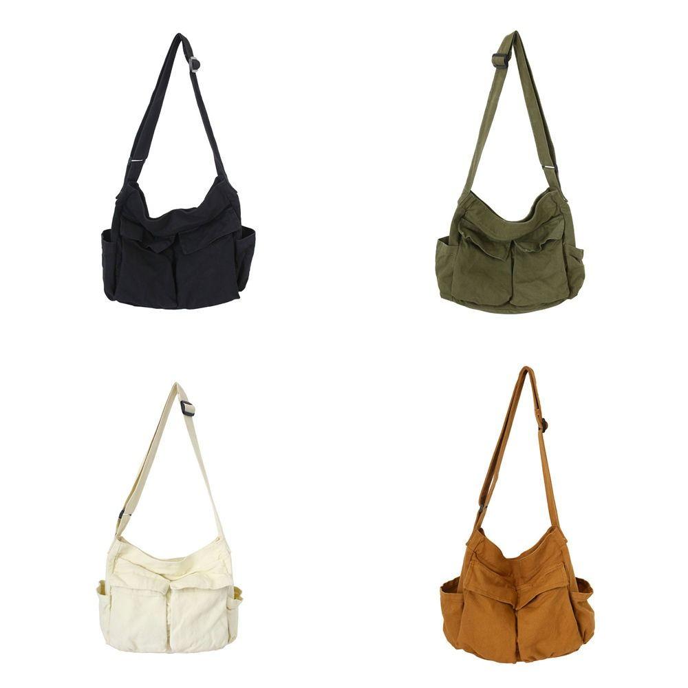 Large Capacity Teenager Messenger Bag Canvas Crossbody Bag Casual Vintage Shoulder Bags Students