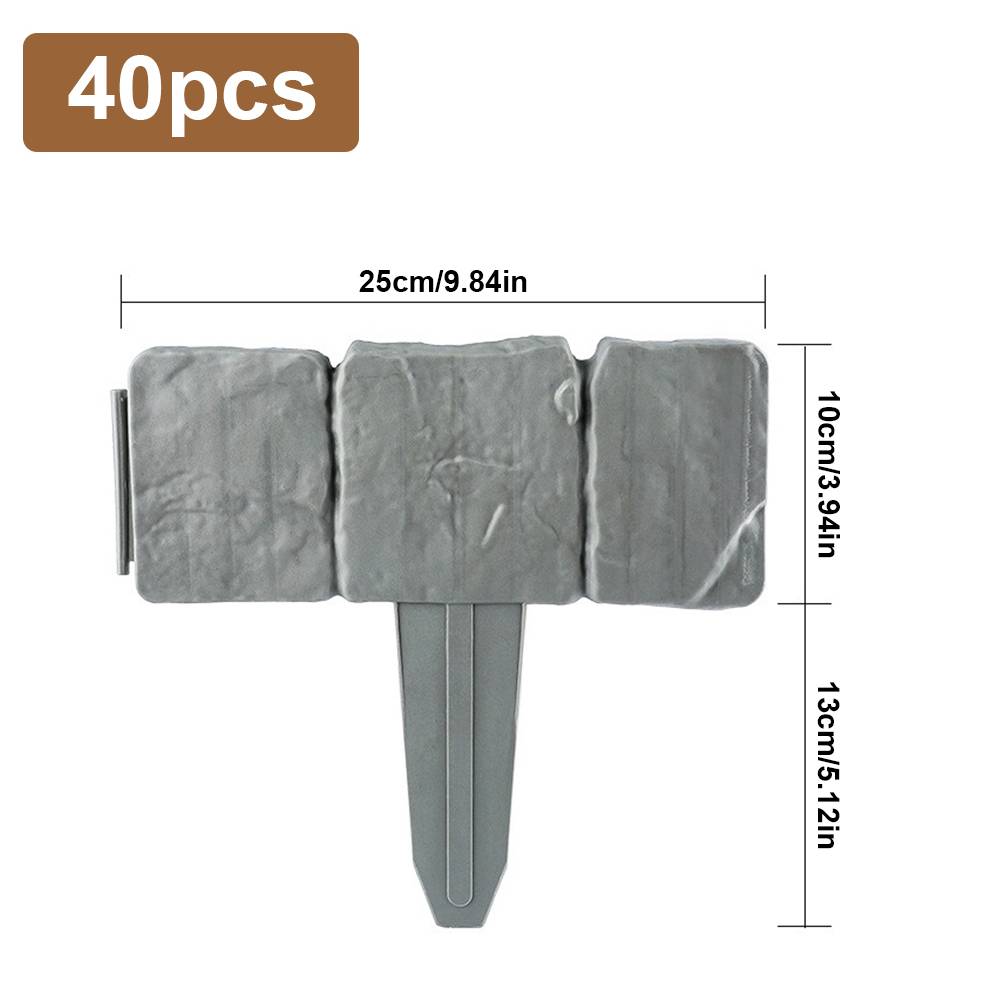 Garden Edging Border Imitation Stone Fence Partition Fence Garden Decor (40pcs)