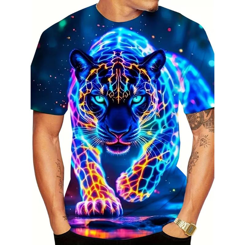 European and American Cross-border Amazon's New Summer Casual Men's Clothing 3D Digital Printing Five-pointed Star Quick-drying T-shirt
