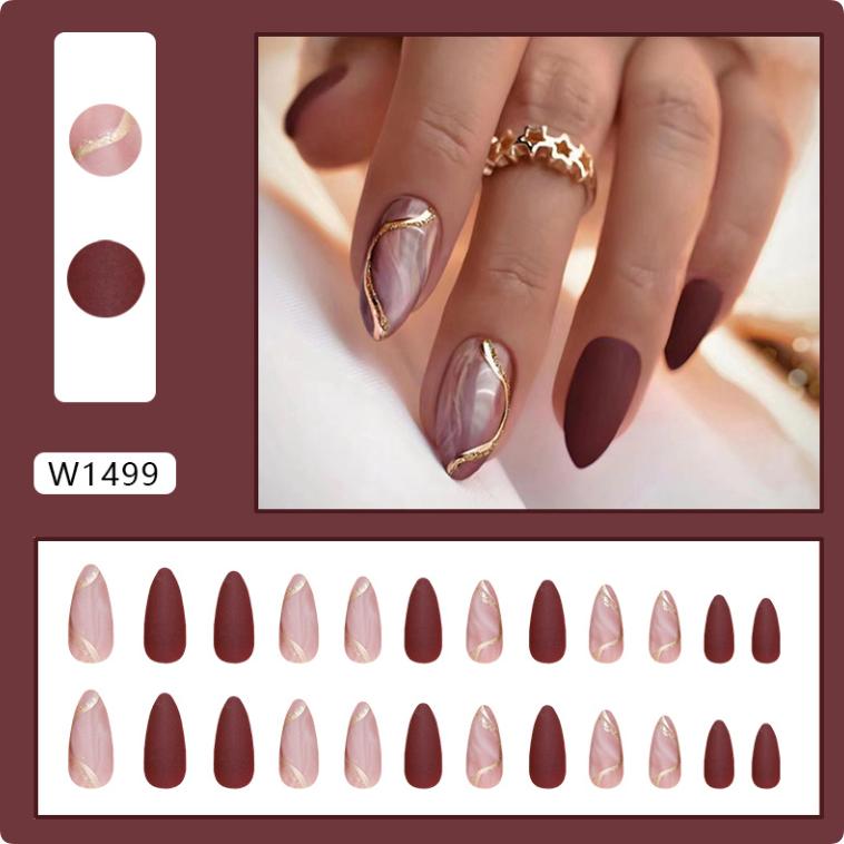 Fashion Pink Glitter French Press On Nails Short Round Fake Nails Reusable Nail Tips Women Manicure Accessories