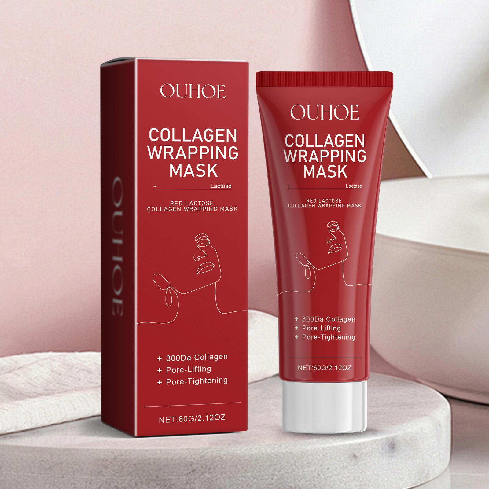 Ночная Коллагеновая Маска-Обёртывание Глубокое Увлажнение Омоложение Сияние Увлажняющая Осветляющая Снимаемая Маска-Крем для Лица 60г 60g