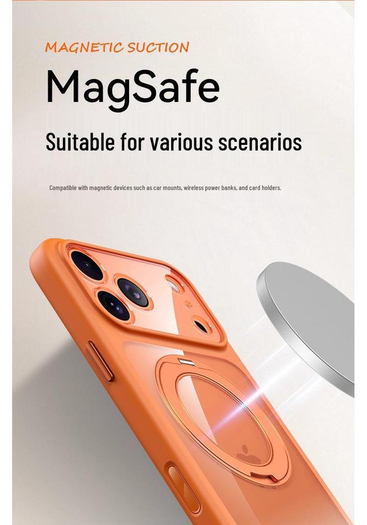 iPhone 17 Pro Max Case with Rotating Magnetic Stand and Full Coverage Lens Protection