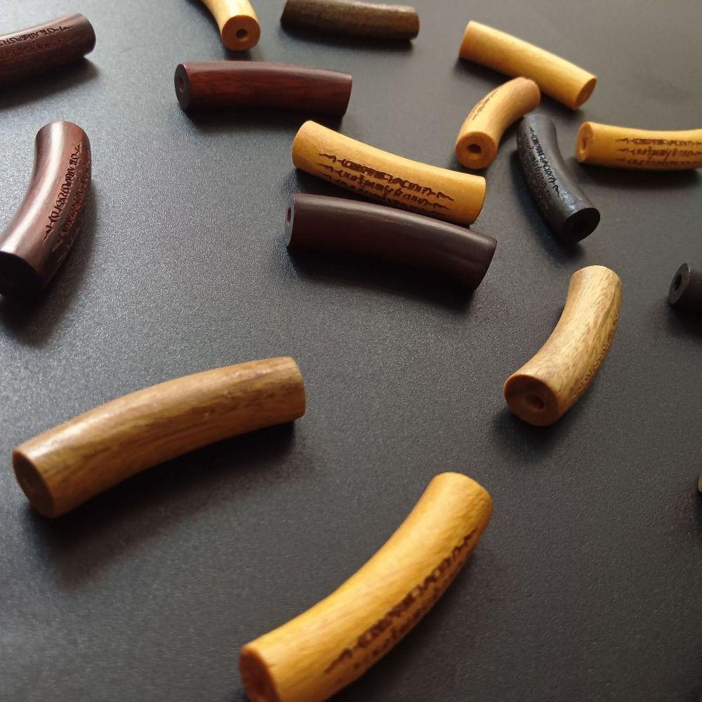 3Pcs Tube Shape Loose Beads Wood Spacer Bead Decorative Beads Curved Tube Beads  Beaded Accessories