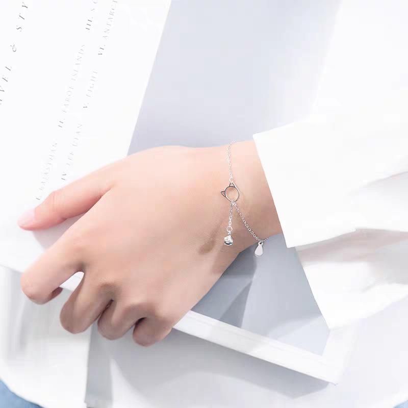 925 Sterling Silver Cat Bell Bracelet for Women - Korean Style, Cute & Simple Niche Design, Fresh Ins Silver Jewelry 925 Silver белого золота