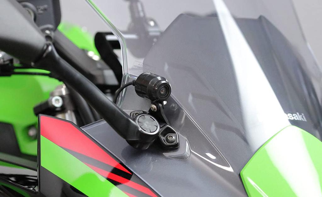 Kijima Motorcycle Parts Dash Cam Brackets, Front and Rear Set, Steel, Black, for Ninja 650/Z650 ('17-), 304-5189