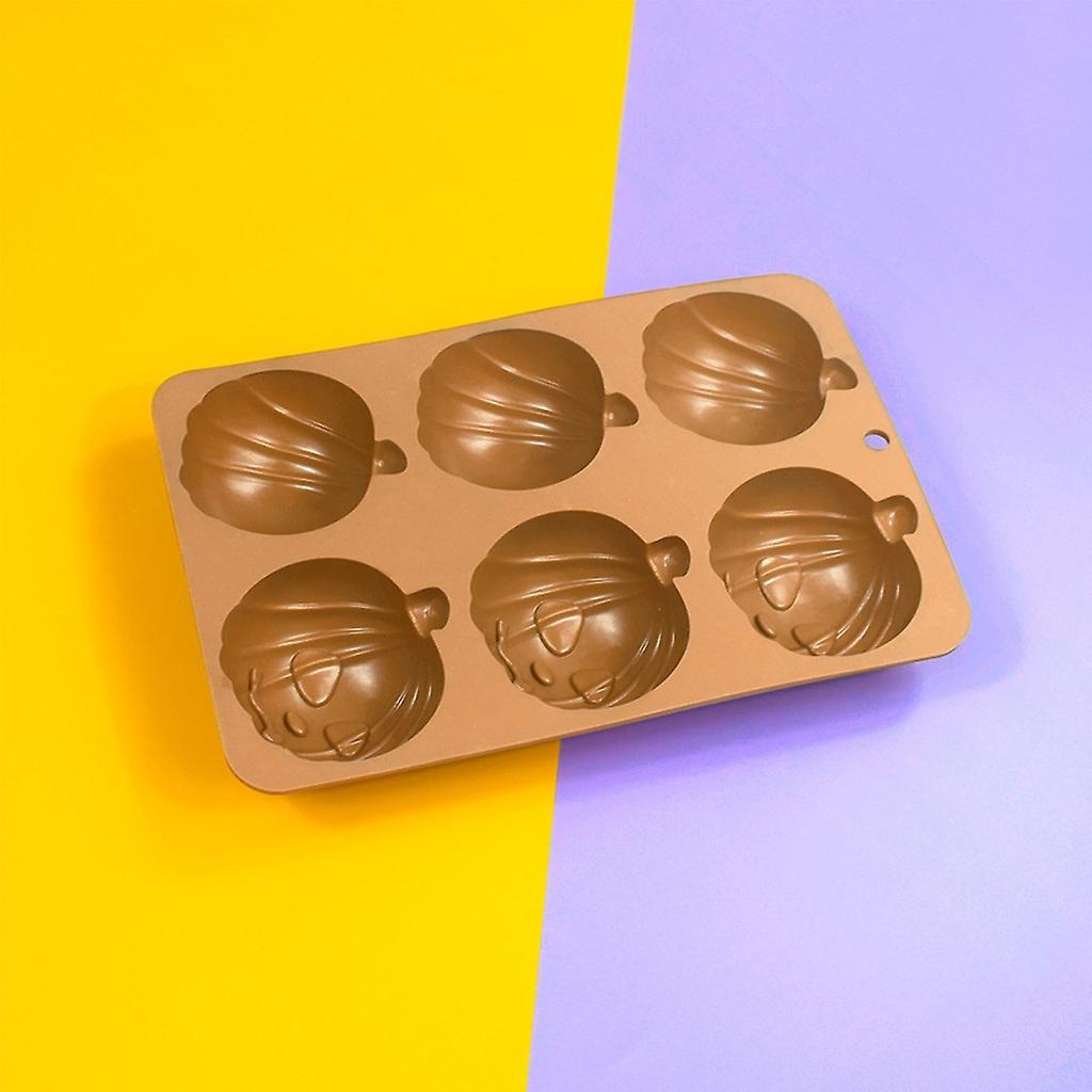 6 Cavity Halloween Pumpkin Silicone Mold DIY Cake Baking Mold for Making Chocolate Fondant Cupcakes Molds Nonstick