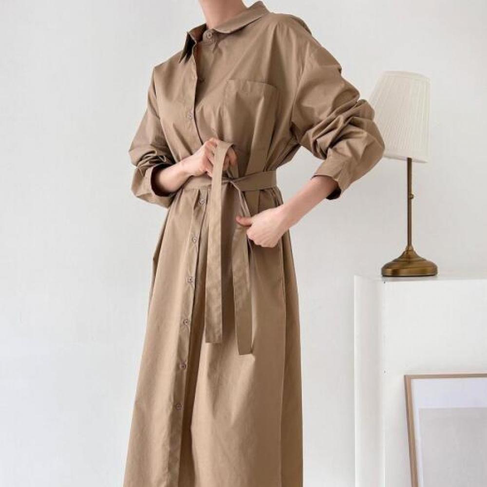 New Arrivals Open Run Belt Dress Spring Trench Layered Loose Fit Shacket Long