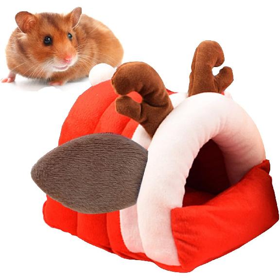 Christmas Deer Hamster Bed Hideout Protection Hammock Small Pet Bed Gerbil Habitat Mini House Cage Hamster Accessories