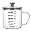 Large Capacity Heat-Resistant Borosilicate Glass Cup with Lid and Scale