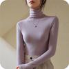 Velvet High-Neck Turtleneck Long-Sleeve Women's Shirt - Trendy Black Top for 2024 Spring, Autumn, and Winter
