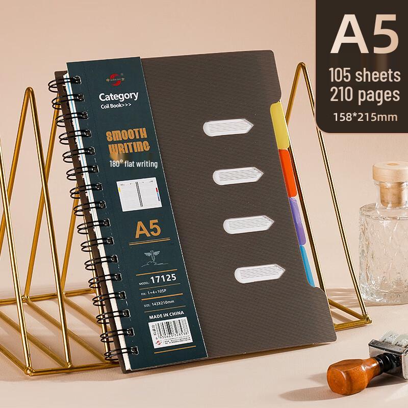 SHEN SHI Categorized Coil-Bound Notebook кофейный