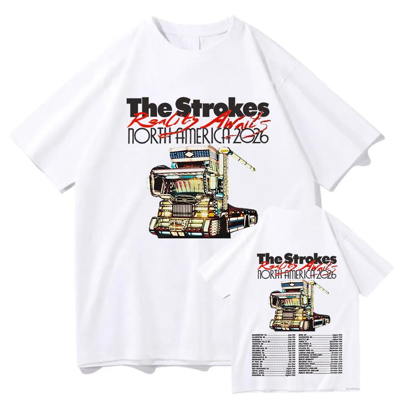 The Strokes Reality Awaits Merch Pure Cotton TShirt Simple Letter Print Tshirt Unisex Unisex Fashion Casual Short Sleeve O Neck Top