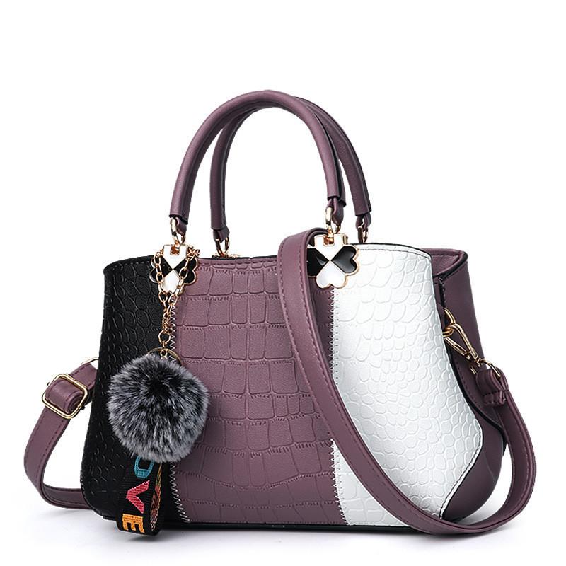 Cross-border Fashion Stone Texture Medium Pu Tote Bag For Women фиолетовый