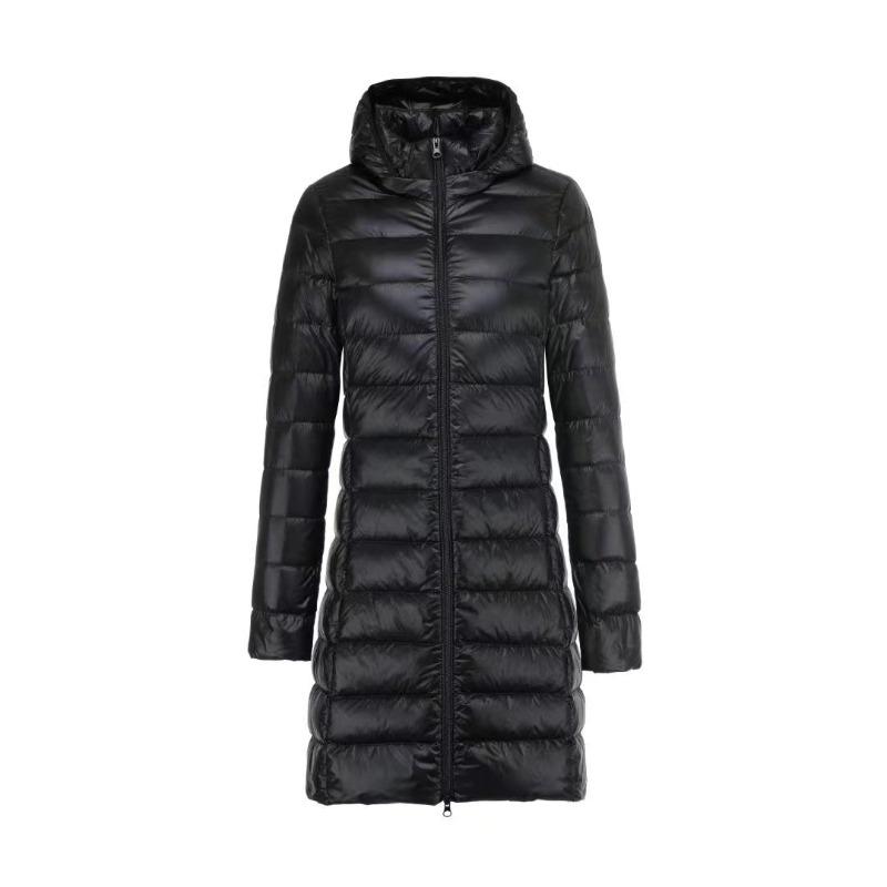 Feather New Women's Solid Color Women's Clothing Hooded and Hooded Removable Down Jacket Medium and Long Large Size Jacket