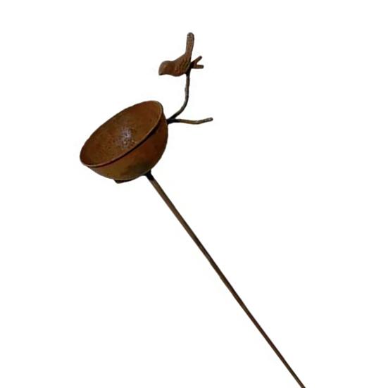 Metal Bird Bath for Outside, Rusty Rain Catcher Garden Stake, Vintage Free Standing Bird Feeder And Bath Bowl for Lawn, Yard, Patio Decor