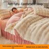 Winter Plush Bunny Fur Bedding Set: Double-Sided Milk Velvet and Coral Fleece Duvet Cover with Skirt
