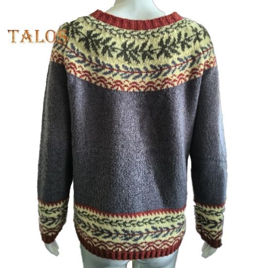 Pullover für Damen, Rundhalsausschnitt, Langarm, Patchwork, farbige Strickoberteile, lockere Passform, elastische, warme Strickwaren für den Alltag