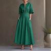 Women's Solid Color Short Sleeve Maxi Swing Dress Casual Fashion Summer Dress for Women