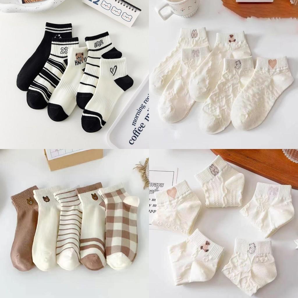 Bear Cute Short Socks Women Cartoon Fruit Pattern Summer Spring Autumn Casual