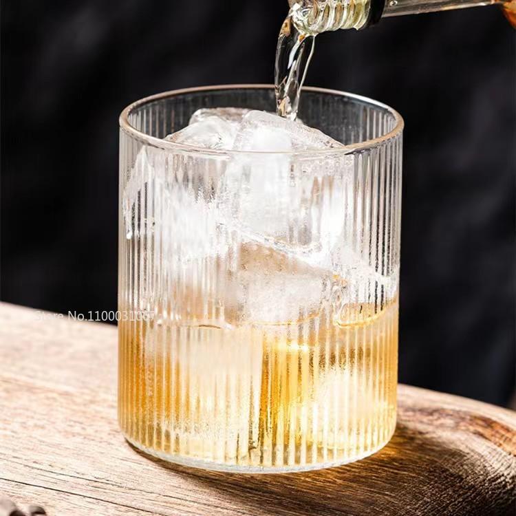 6PCS Vertical Pattern Cup Creative Japanese Glass Wine Juice Drink Coffee Handmade Clear Drinkware Shot Glasses Whiskey