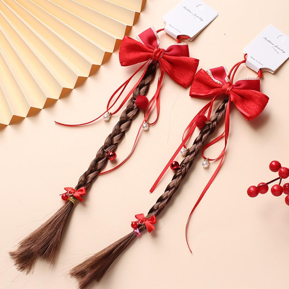 Tassel Children Braided Ponytail Chinese Style New Year Headwear Ancient Hanfu Red Hairpin