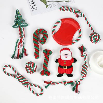 Christmas Dog Toy Set for Dogs - Cotton Rope Chew Toys, Squeaky Santa Plush, Safe, Durable, Teeth Cleaning Holiday Dog Gifts