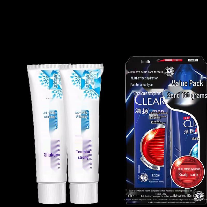 

Saky Anti-cavity Whitening Toothpaste & Clear Men s Shampoo Bundle