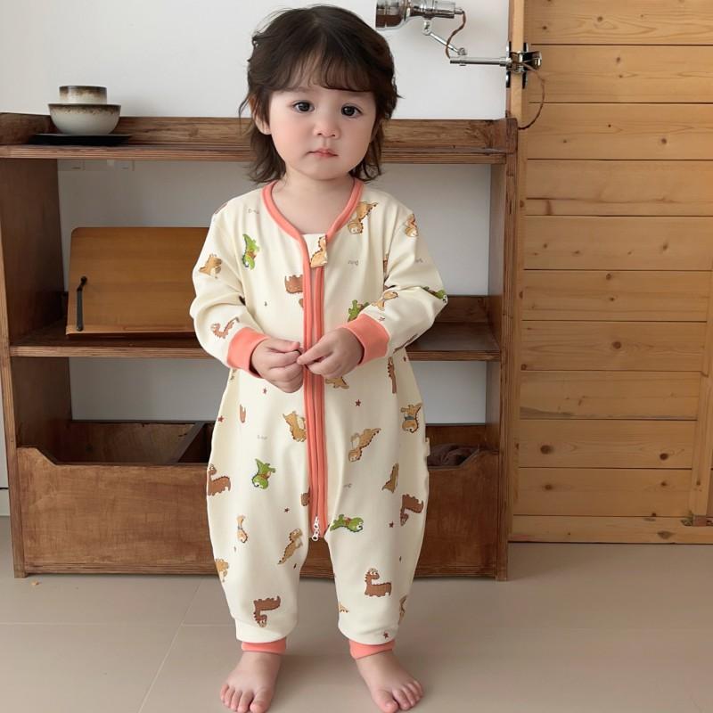 Baby Sleep Sack With Zipper Pure Cotton Footed Pajamas Toddlers Anti-Kick Warm Comfortable Nightwear Fall Winter