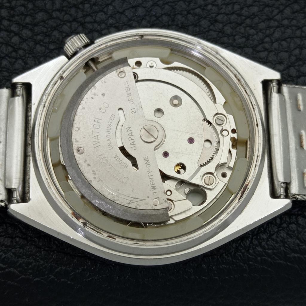 JAPAN VINTAGE CITIZEN AUTOMATIC 8200 MENS GREEN COLOR DIAL WATCH a500222-2 R151b-a500222