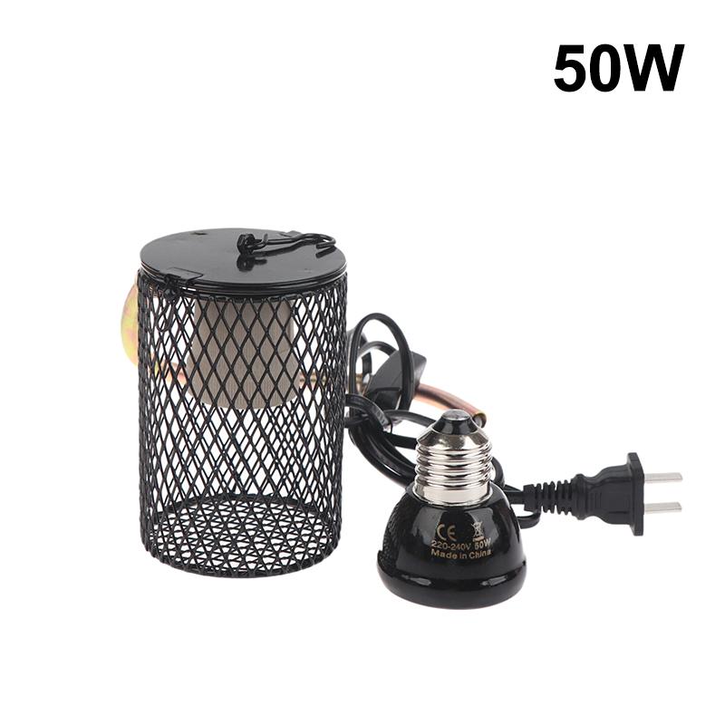 E27 Pet Heating Lamp With Anti-Scalding Lampshade For Turtle Snake Lizard Infrared Ceramic Emitter Heat Light 25/50/75/100W