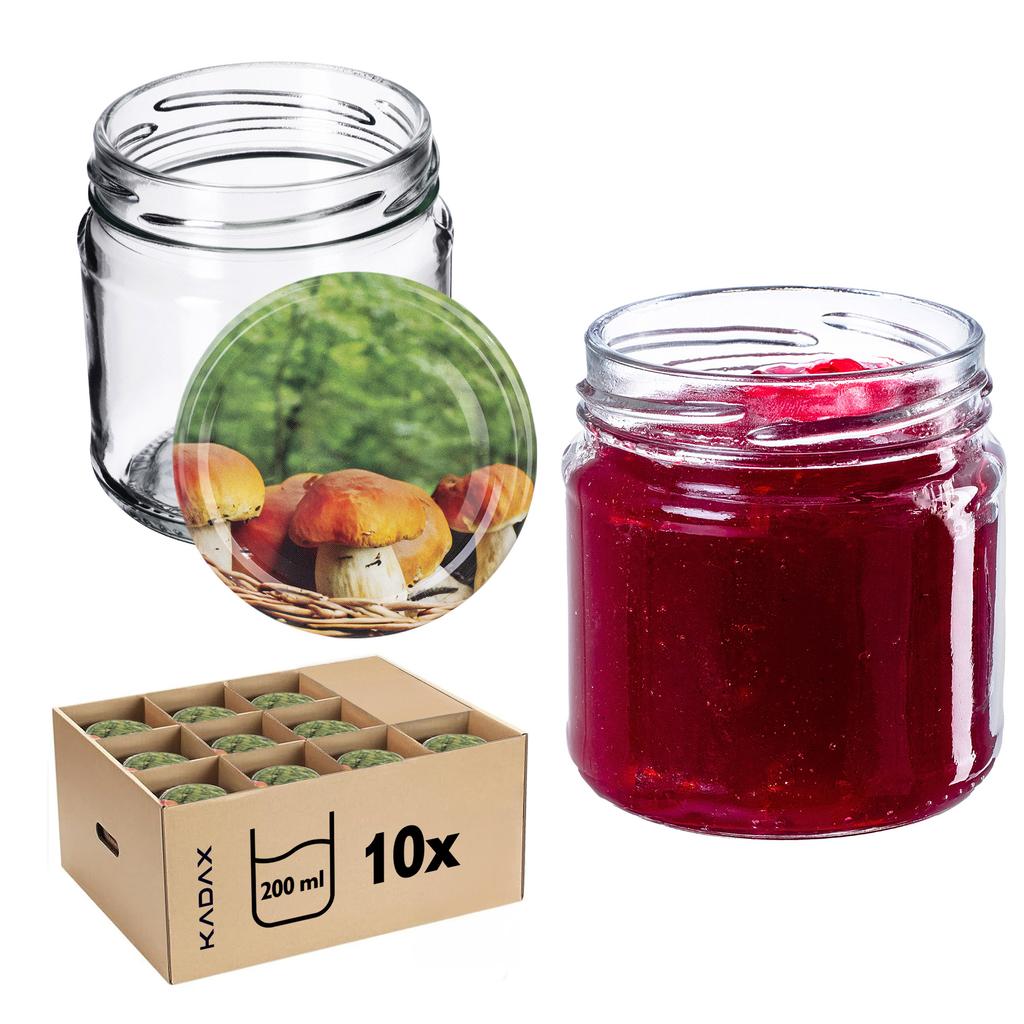 KADAX 10x Glas 200ml + Deckel Fi66 für Konserven Marmelade