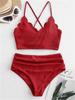Bikini Women Swimsuit 2025 New Solid Ribbed Sling Bikinis Set Sexy High Waist Swimwear Summer 2 Piece Beach Bathing Suit Female