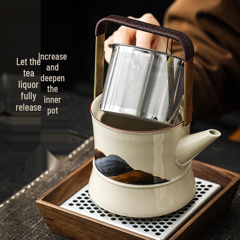 Plant Ash Handle Kung Fu Teapot Set - Ideal Living Room Gift for Teachers & Elders