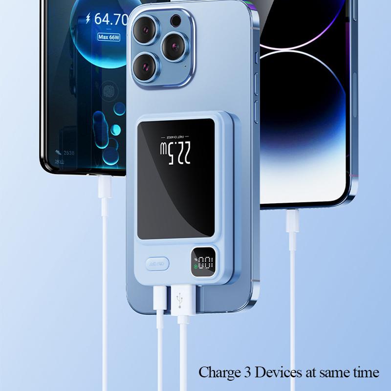 30000mAhMini Power Bank Magnetic 22.5W Super Fast Charging Qi PD20W Wireless Charger Powerbank For iPhone 15 Samsung Xiaomi