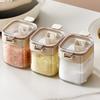 Clear Kitchen Spices Jars With Removable Spoon Compartment Food Storage Container For Pantries Organization