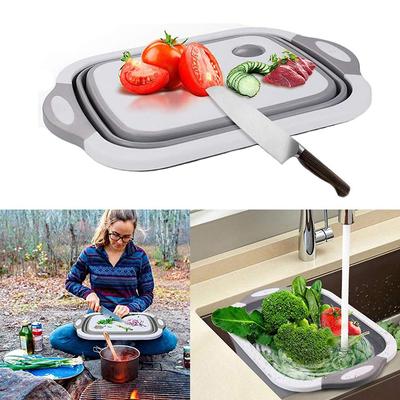 Tabla de cortar plegable, cesta de drenaje para fregadero plegable multifuncional, colador de verduras lavable, organizador de almacenamiento de platos de cocina