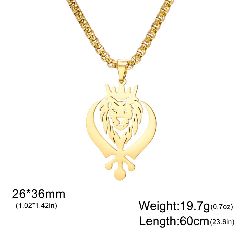 My Shape Punk Crown Lion King With Sikh Symbol Khanda Pendent Necklace Stainless Steel Animal Charm Choker Chains Jewelry Gifts