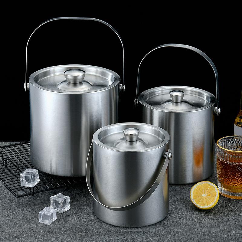 1.6/2/3/4L Stainless Steel Ice Bucket Insulated Ice Bucket With Lid Bar Party Whiskey Beverage Tools Beer Wine Bottle Container