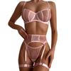Sexy Bra Perspective Lace Mesh Stitching Sexy Underwear Set Women