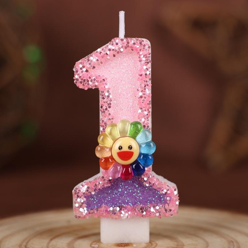 Flowers Handmade Numbers Birthday Candles Cake Decoration Party Festival First Year Number Candles 0-9