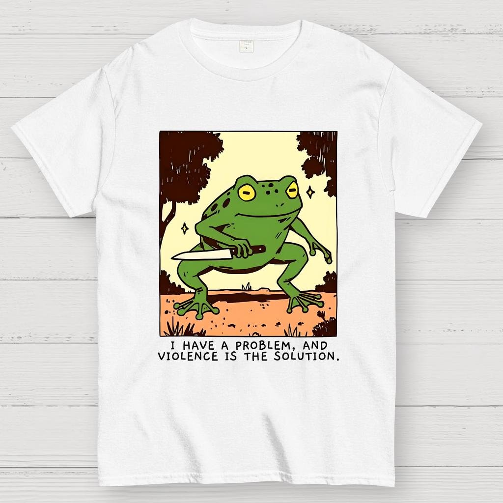 Frog Violence Cotton Summer Casual Cool Loose T-Shirt
