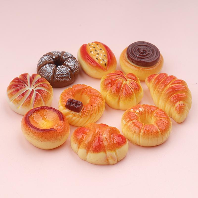 10/100Pcs Kawaii Flatback Resin Cartoon Bread Cake Cookies Simulation Food Crafts Diy Scrapbooking Kitchen Decor Accessory
