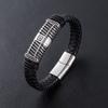 Punk Classic Gothic Vintage Leather Braided Stainless Steel Fashion Jewelry Bracelets for Men Magnetic Clasp  Gift