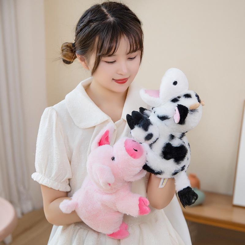 Cute Animal Puppy Cow Puppet Plush Toy Lamb Duck Ventriloquist Hand Puppet Parent-Child Game Props