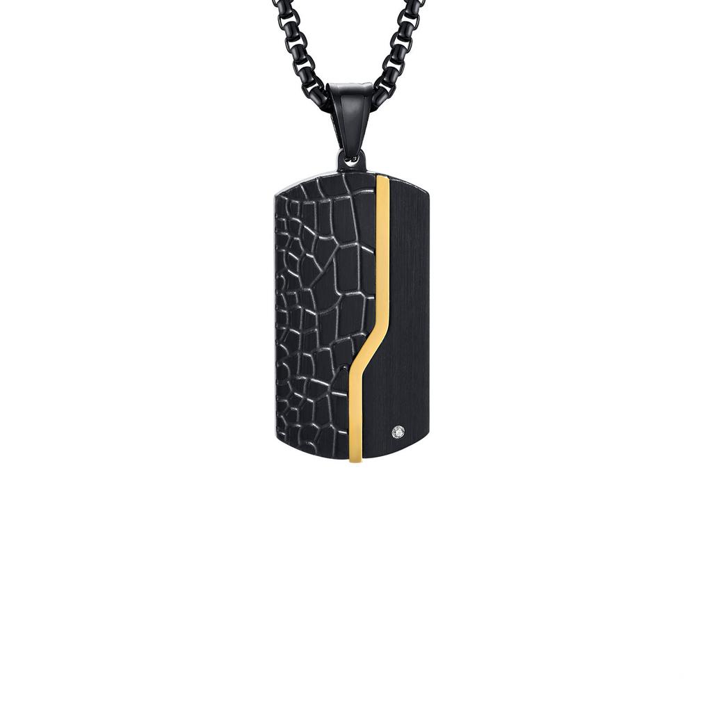 Retro Black Cracked White Zircon Military Brand Pendant Necklace Men's Pendant